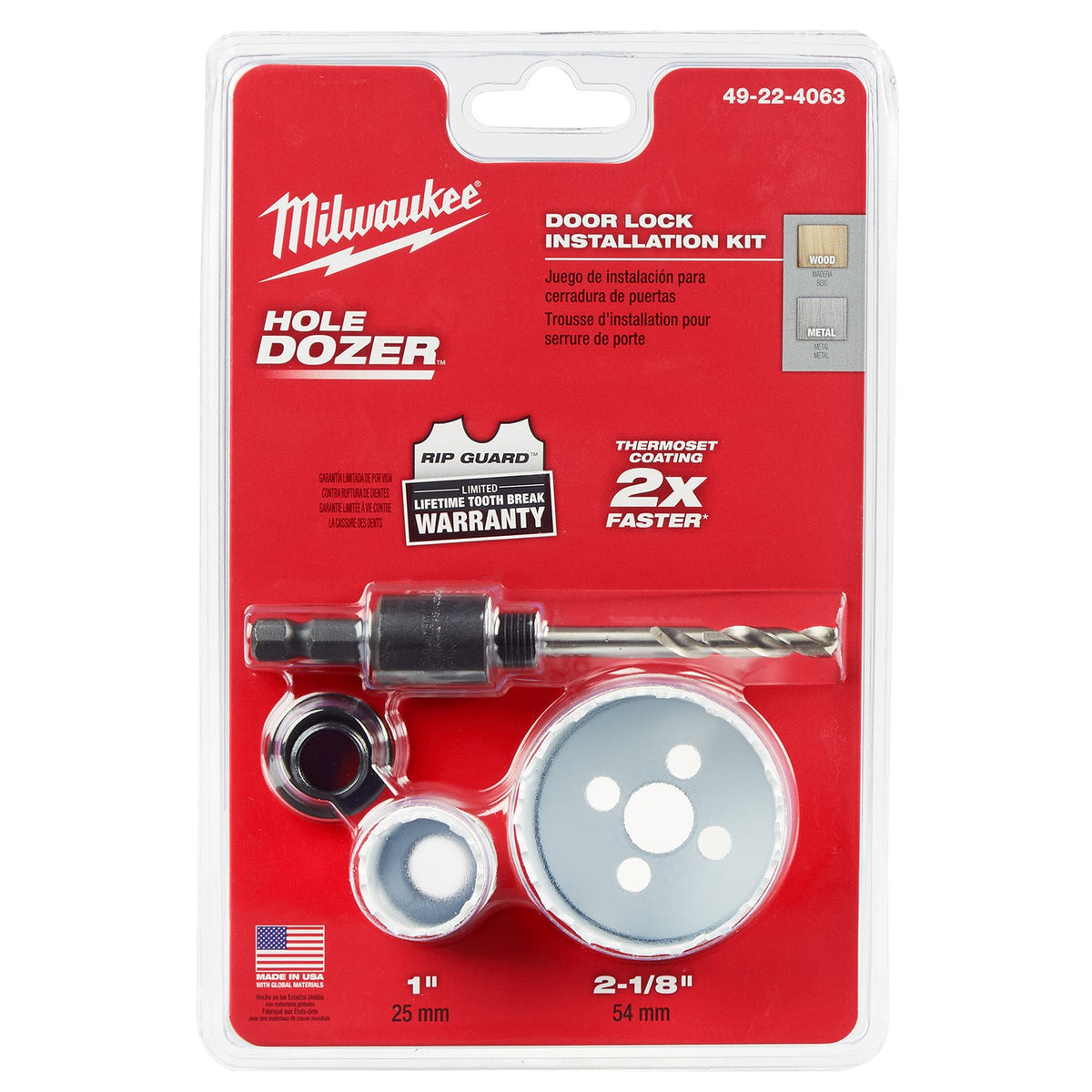 Kit de Broca Sierra para Instalación de Cerradura HOLE DOZER™ Milwaukee 49-22-4063