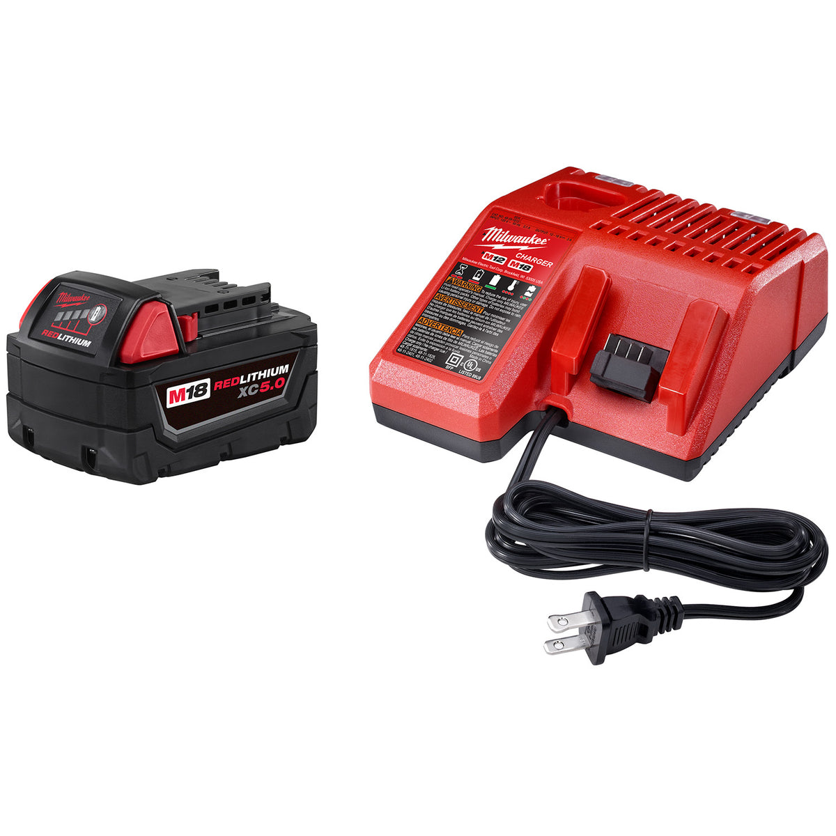 Kit de Batería M18™ REDLITHIUM™ XC5.0 y Cargador Multi-Voltaje Milwaukee 48-59-1850