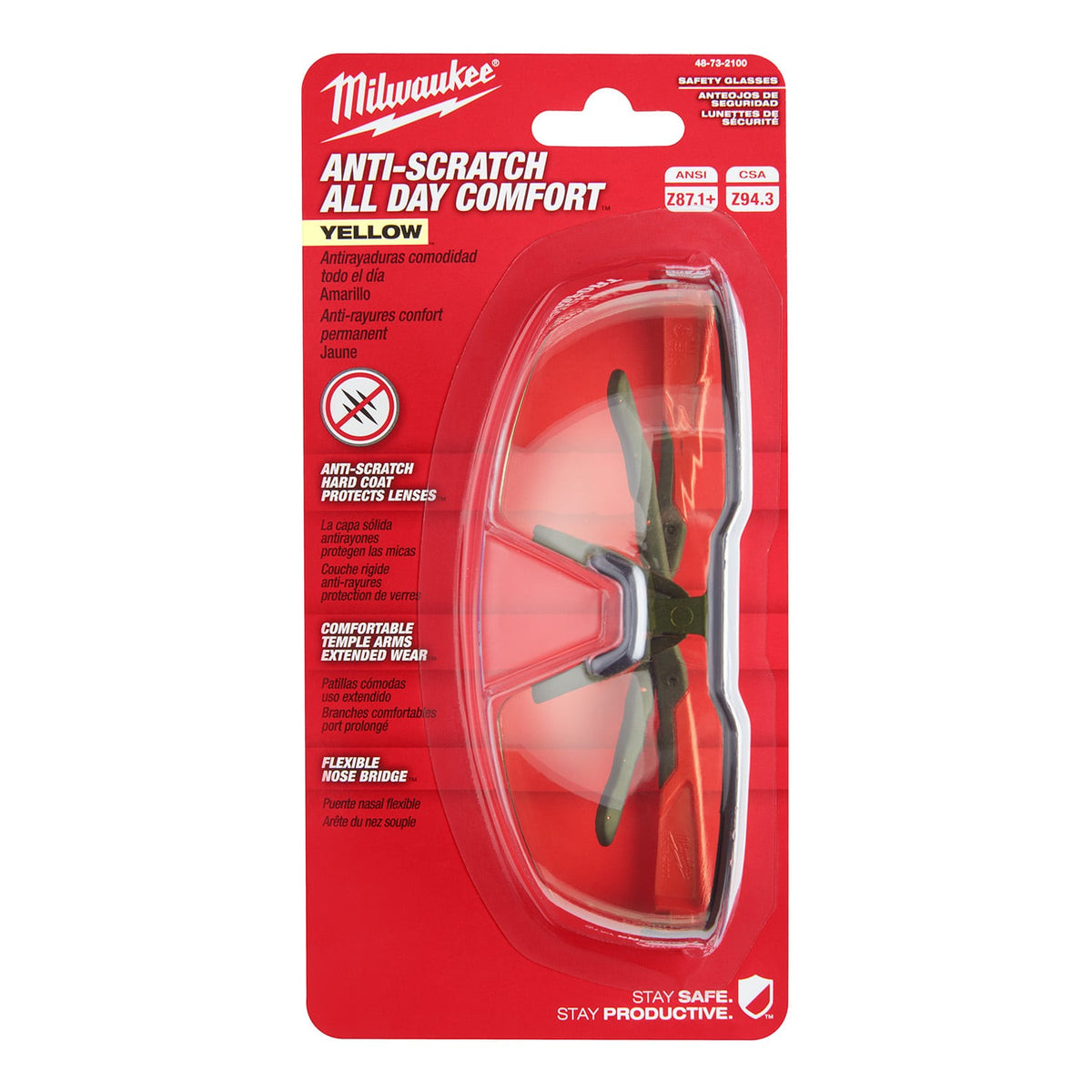 Gafas de Seguridad Anti-Rayones Amarillos Milwaukee 48-73-2100