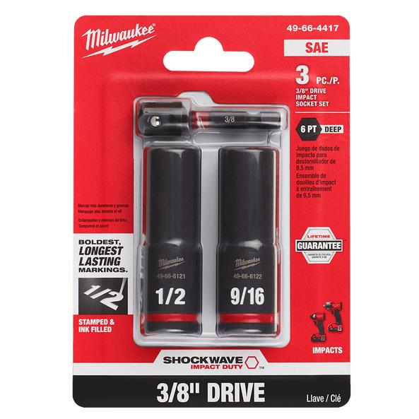 Juego de Dados de Impacto de 3/8" (3 Piezas) SHOCKWAVE™ Milwaukee 49-66-4417
