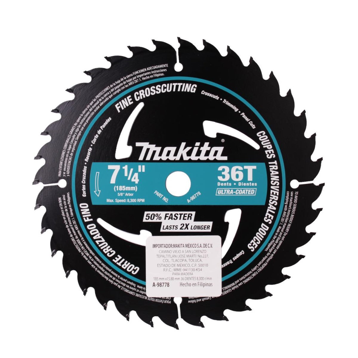 Disco de Sierra de 7¼" 36T para Corte de Madera Makita A-98778
