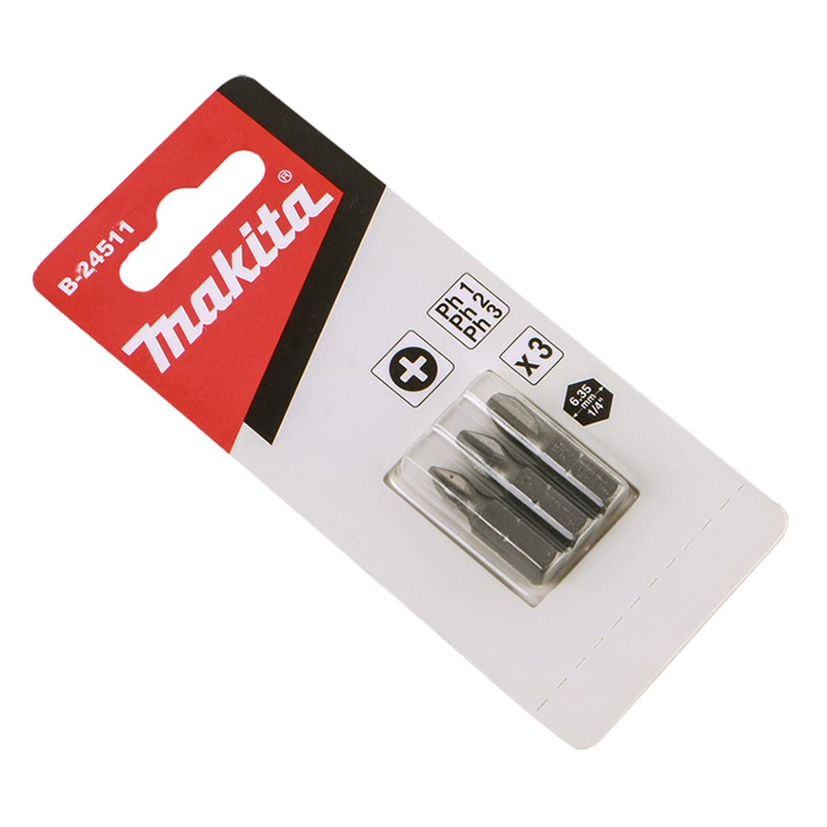 Juego de Puntas Phillips de 1" (3 Piezas) Makita B-24511
