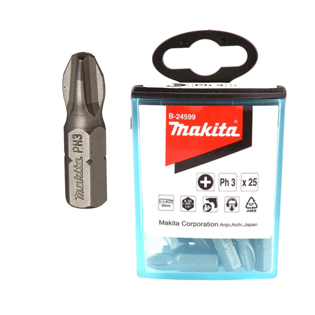 Punta PH3 de 1" (Caja Flip Top con 25 Piezas) Makita B-24599