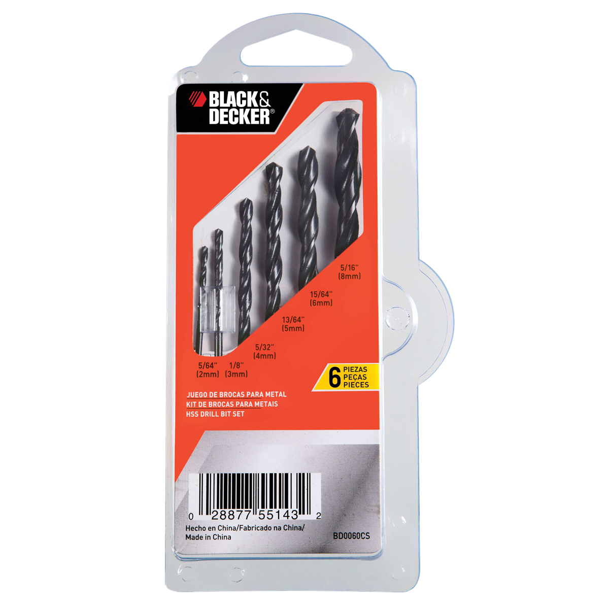 Set de 6 Brocas HSS para Metal BLACK+DECKER  BD0060CS