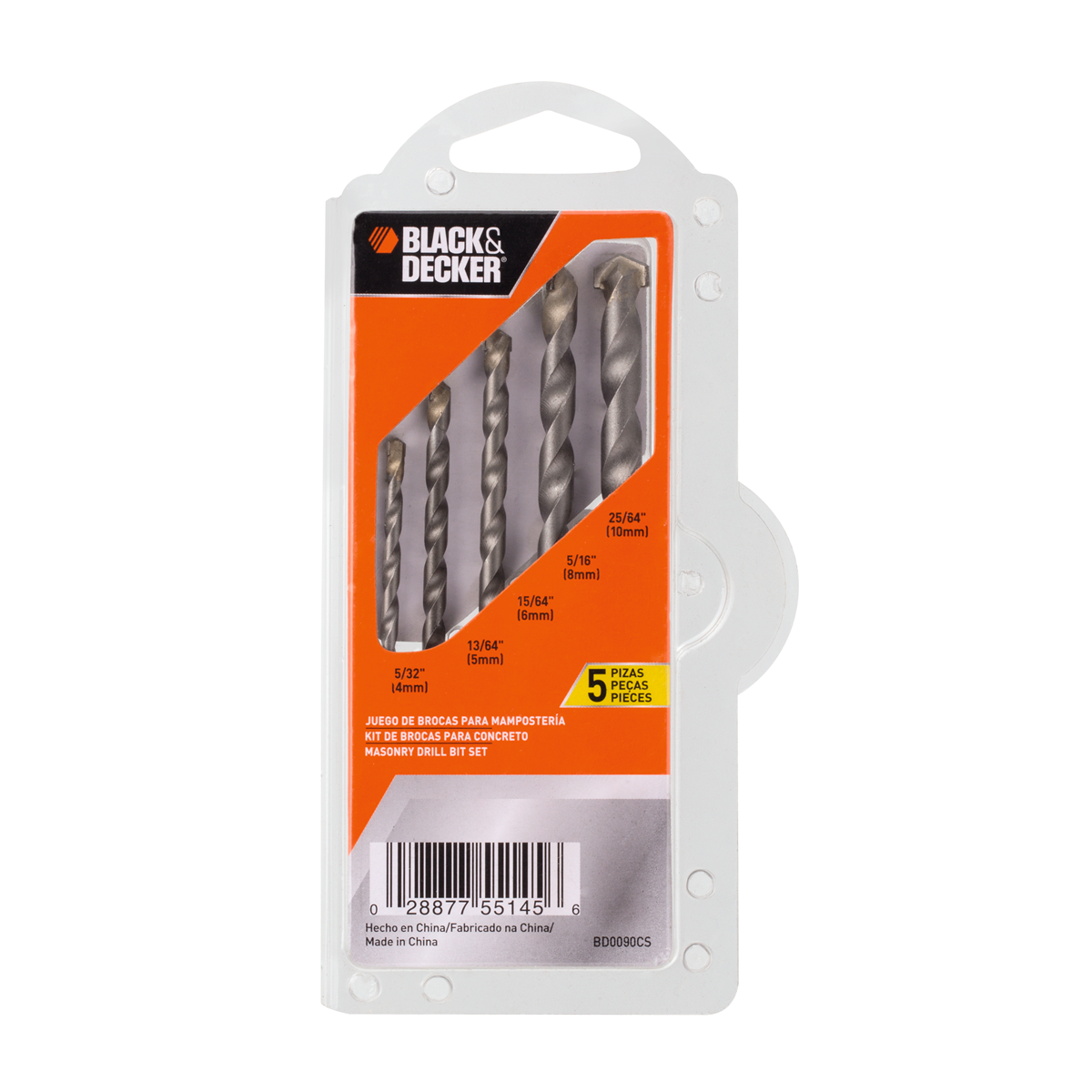Set 5 Brocas para Concreto BLACK+DECKER BD0090C5