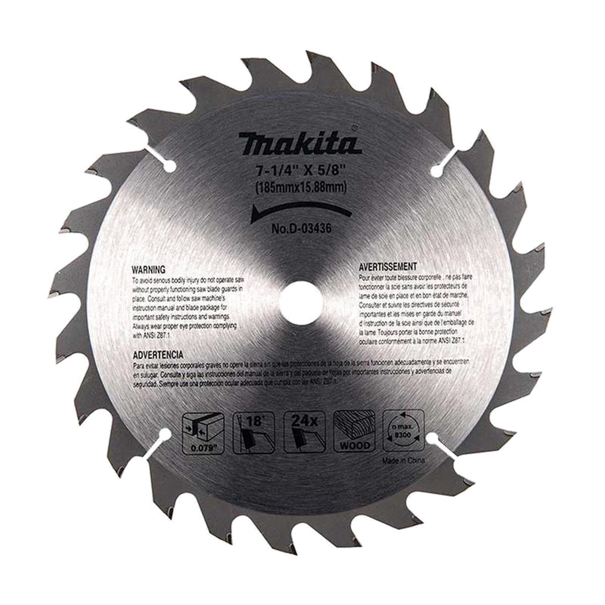 Disco de Sierra de 7¼" para Corte de Madera 24T Makita D-03436