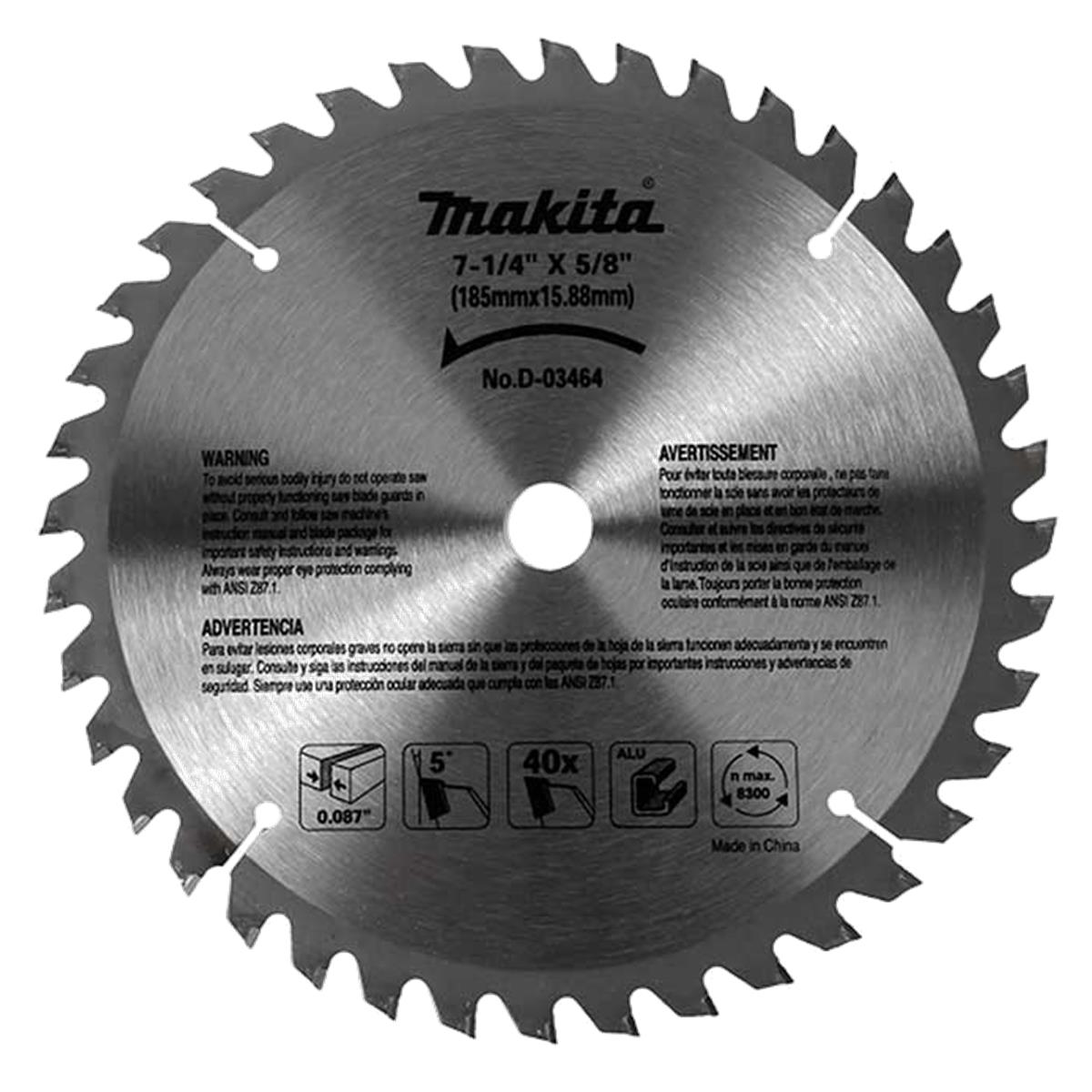 Disco de Sierra de 7¼" para Corte de Aluminio 40T Makita D-03464