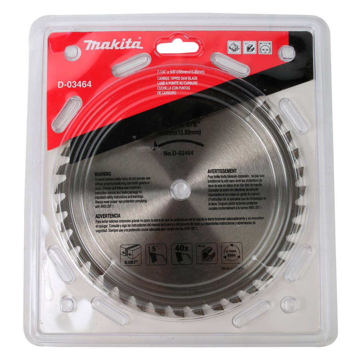 Disco de Sierra de 7¼" para Corte de Aluminio 40T Makita D-03464