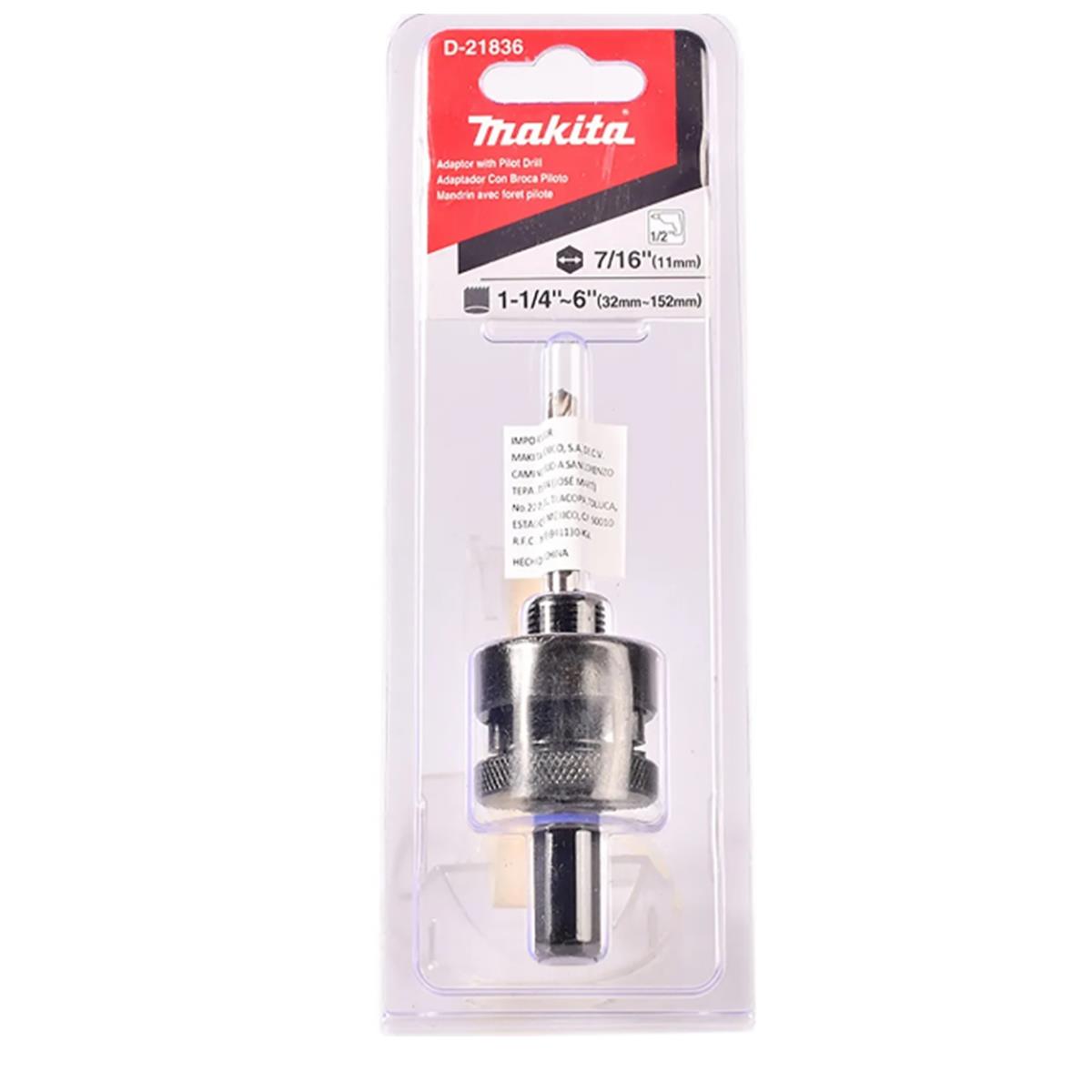 Adaptador de 7/16" para Broca Sierra Bimetálica de 1¼" a 6" Makita D-21836
