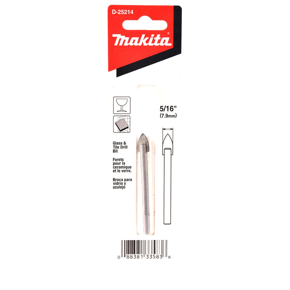 Broca de 5/16" x 3" para Vidrio y Azulejo Makita D-25214