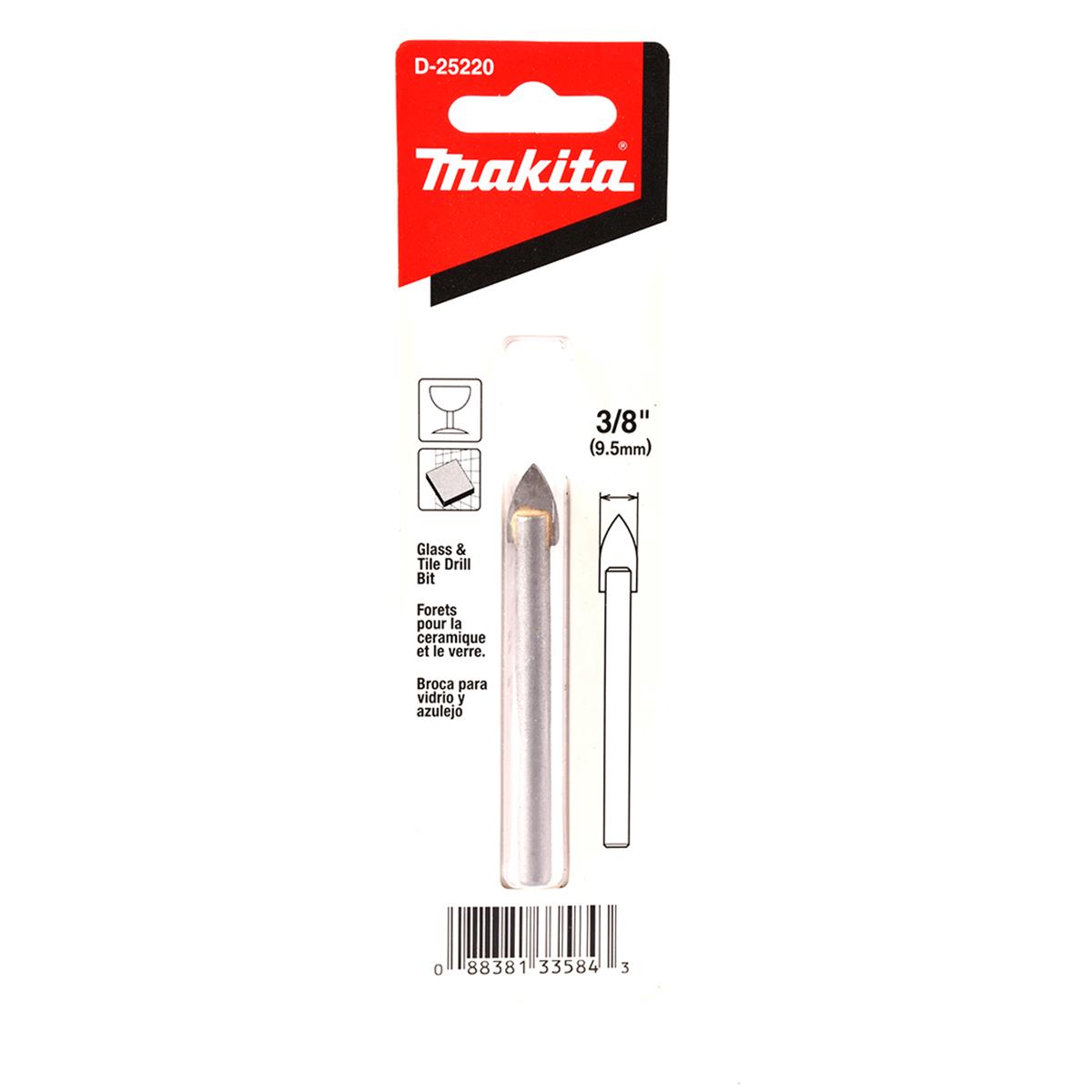 Broca de 3/8" x 3-1/8" para Vidrio y Azulejo Makita D-25220