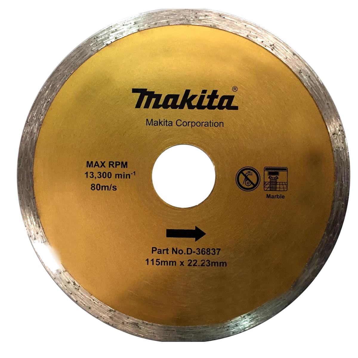 Disco de Diamante Rin Continuo de 4½" para Corte de Mármol Makita D-36837