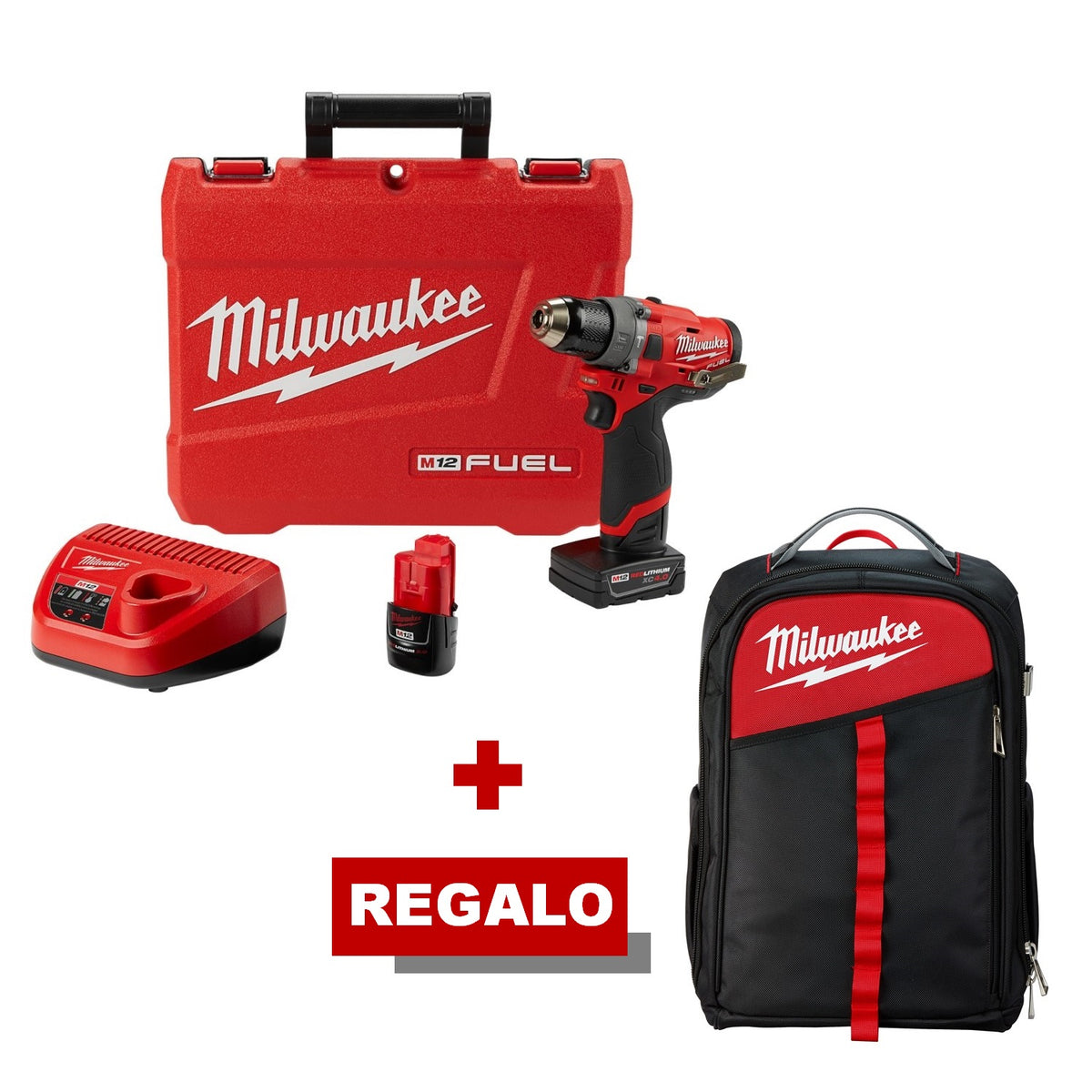 Rotomartillo Inalámbrico de 1/2" M12 FUEL™ + Mochila Milwaukee P321-2504