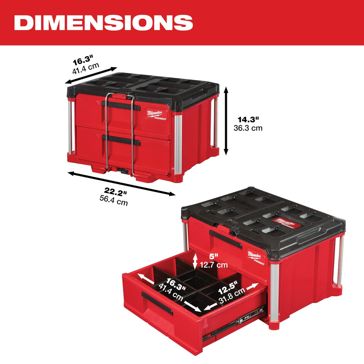 Caja de Herramientas de 2 Cajones PACKOUT™ Milwaukee 48-22-8442