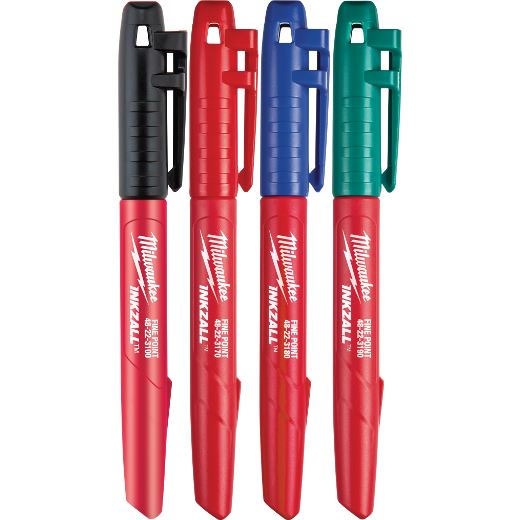 Marcador de Punto Fino Multicolor (4 Piezas) INKZALL™ Milwaukee 48-22-3106